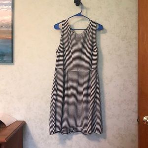 Black and White Striped Knee length fit and flare